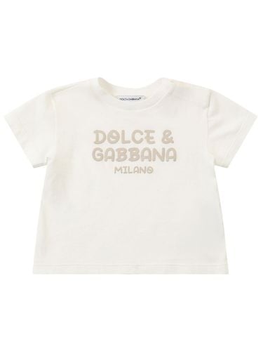 Camiseta De Jersey De Algodón Bordada - DOLCE & GABBANA - Modalova