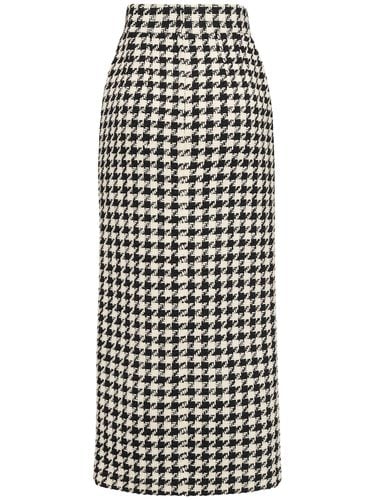 High Waist Houndstooth Midi Skirt - DOLCE & GABBANA - Modalova