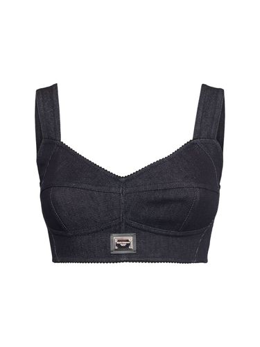 Cotton Denim Bra Top - DOLCE & GABBANA - Modalova