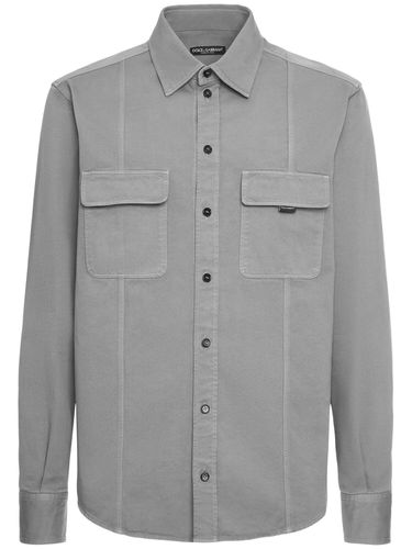 Garment Dyed Long Sleeve Shirt - DOLCE & GABBANA - Modalova