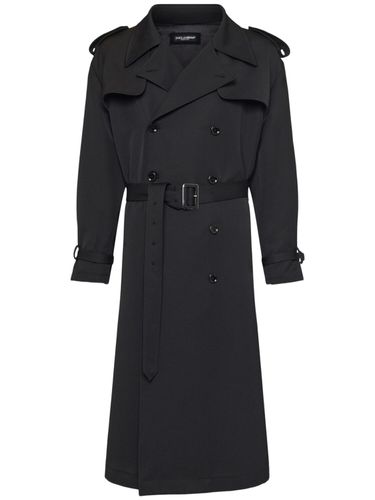 Wool Blend Gabardine Trench Coat - DOLCE & GABBANA - Modalova