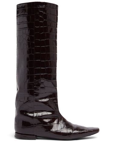 Mm Ellie Embossed Leather Tall Boots - LOULOU STUDIO - Modalova