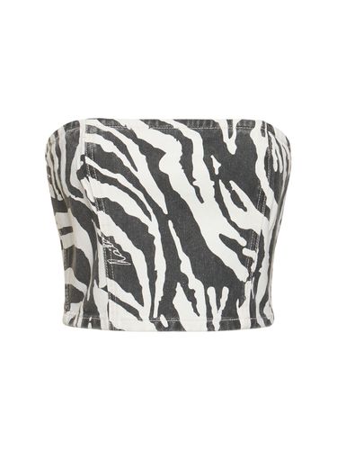 Emili Zebra Print Organic Denim Tube Top - ROTATE - Modalova