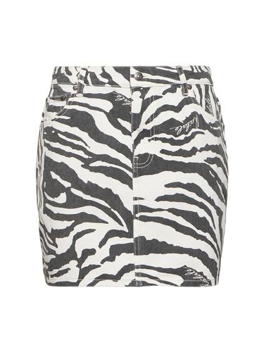 Nela Zebra Print Denim Mini Skirt - ROTATE - Modalova