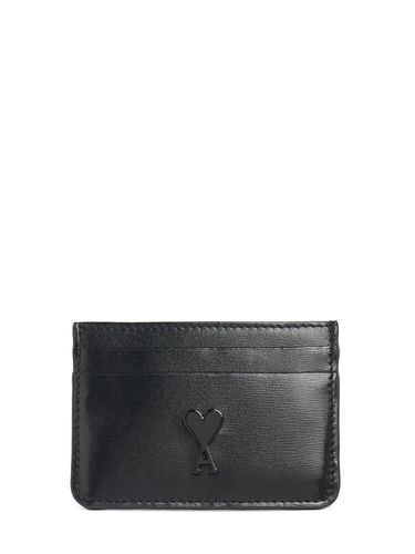 Metal Logo Leather Card Holder - AMI PARIS - Modalova