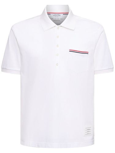 Mercerized Cotton Piquet Polo - THOM BROWNE - Modalova