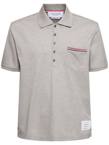 Mercerized Cotton Piquet Polo - THOM BROWNE - Modalova