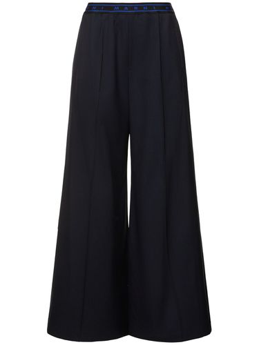 Logo Elastic Waist Flared Wool Pants - MARNI - Modalova