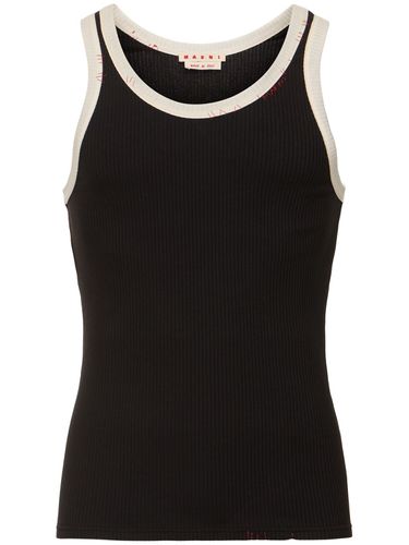 Ribbed Jersey Tank Top - MARNI - Modalova