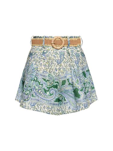 Ottie Printed Linen Belted Shorts - ZIMMERMANN - Modalova