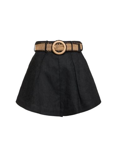 Halliday Linen Belted Tuck Shorts - ZIMMERMANN - Modalova