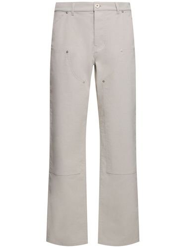 Cotton Blend Straight Pants - FERRAGAMO - Modalova