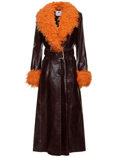 Embossed Leather Long Trench Coat W/belt - MARINE SERRE - Modalova