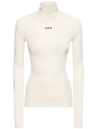 Logo Viscose Blend Turtleneck Top - OFF-WHITE - Modalova