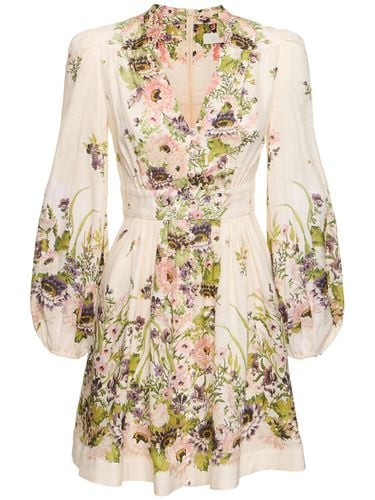 Halliday Linen Plunge Neck Mini Dress - ZIMMERMANN - Modalova