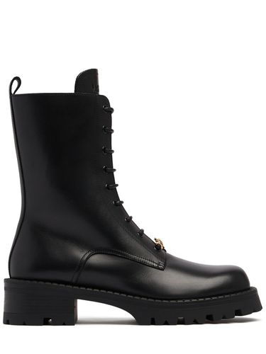 Mm Leather Combat Boots - VERSACE - Modalova