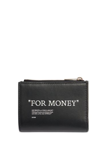 Quote Bifold Leather Zip Wallet - OFF-WHITE - Modalova