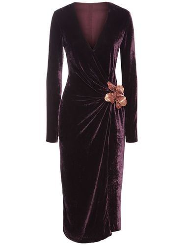 Fluid Velvet Midi Wrap Dress - BLUMARINE - Modalova