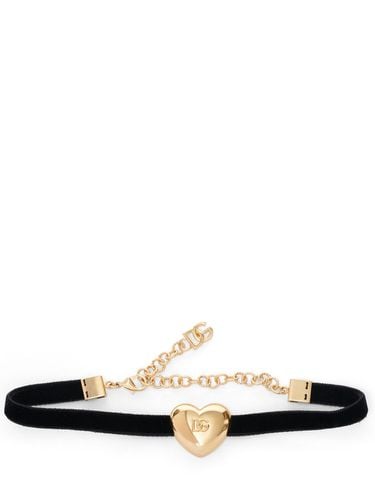 Choker In Velluto Con Cuore Logato - DOLCE & GABBANA - Modalova