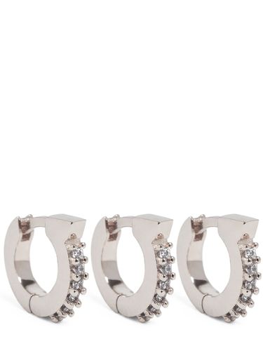 Set Of 3 Gancio Crystal Hoop Earrings - FERRAGAMO - Modalova