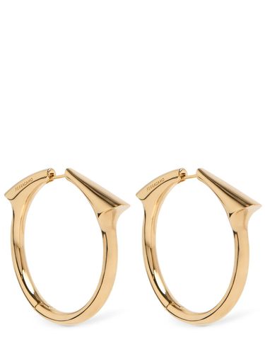 Large Gancio Point Hoop Earrings - FERRAGAMO - Modalova