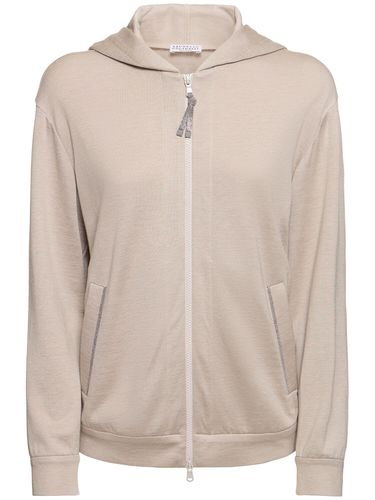 Cotton Blend Jersey Sweatshirt Hoodie - BRUNELLO CUCINELLI - Modalova