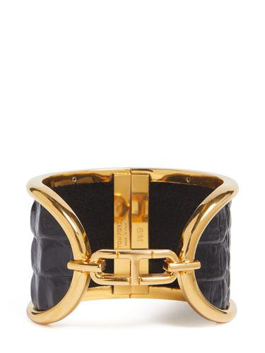 Embossed Leather & Brass Cuff Bracelet - TOM FORD - Modalova