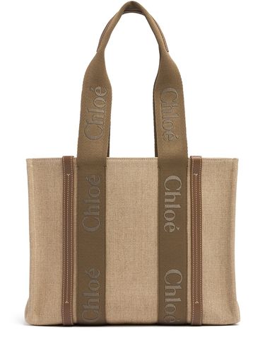 Woody Linen Tote Bag - CHLOÉ - Modalova