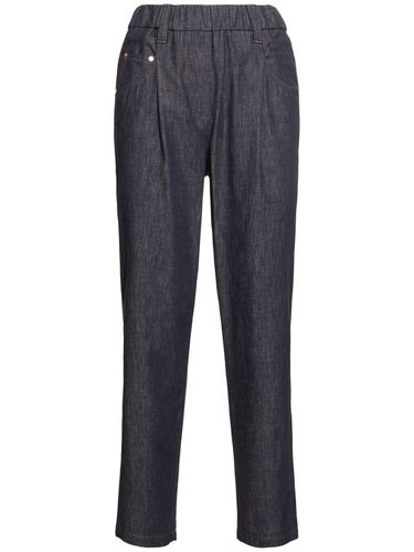 Elastic Waist Denim Straight Pants - BRUNELLO CUCINELLI - Modalova