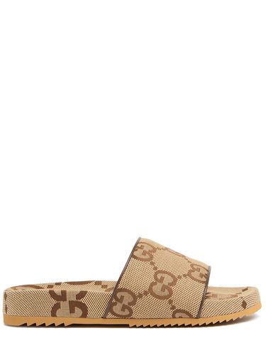 Maxi Gg Canvas Wool Blend Slide Sandals - GUCCI - Modalova