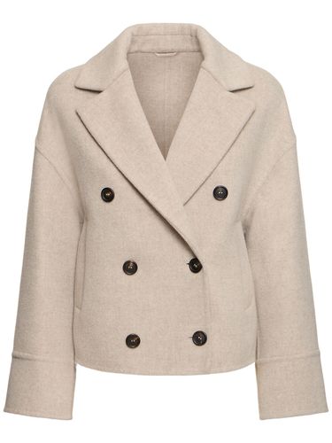 Wool Blend Double Breast Short Coat - BRUNELLO CUCINELLI - Modalova