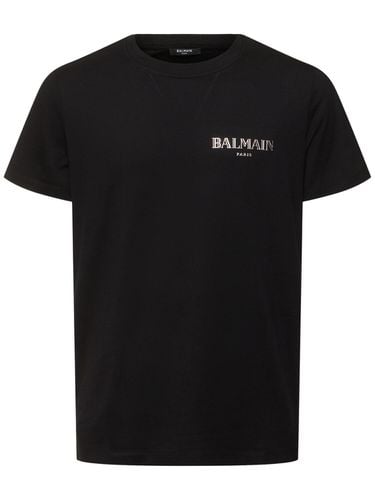 Camiseta De Algodón Estampado - BALMAIN - Modalova