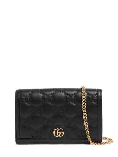 Gg Matelassé Leather Chain Wallet - GUCCI - Modalova