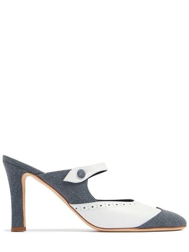 Mm Agathanu Denim & Leather Mules - MANOLO BLAHNIK - Modalova