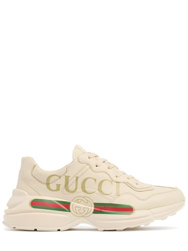 Rhyton Gucci Print Leather Sneakers - GUCCI - Modalova