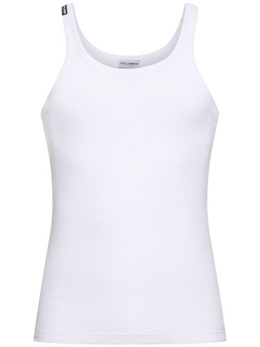 Ribbed Cotton Jersey Tank Top - DOLCE & GABBANA - Modalova