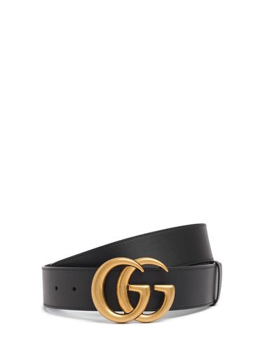 Cm Breiter Ledergürtel "gg" - GUCCI - Modalova