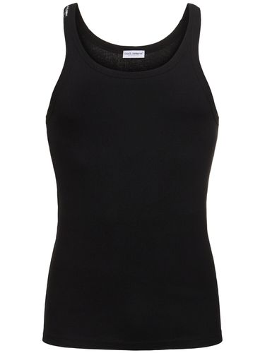 Ribbed Cotton Jersey Tank Top - DOLCE & GABBANA - Modalova