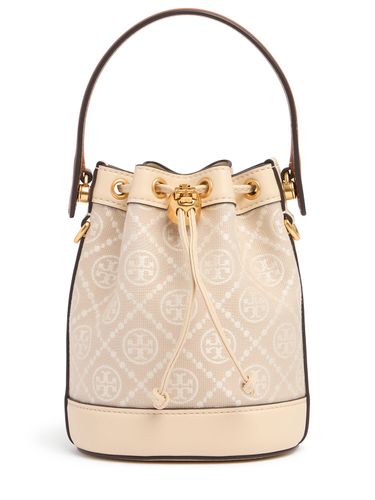 Mini T Monogram Cotton Bucket Bag - TORY BURCH - Modalova