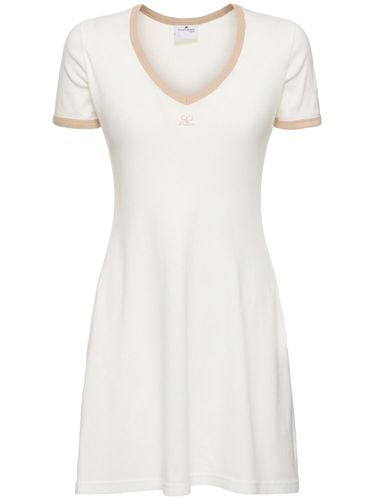 Contrast V-neck Cotton Mini Dress - COURREGES - Modalova