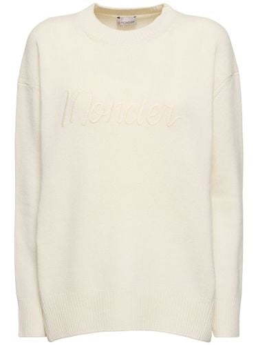 Embroidered Wool Blend Sweater - MONCLER - Modalova