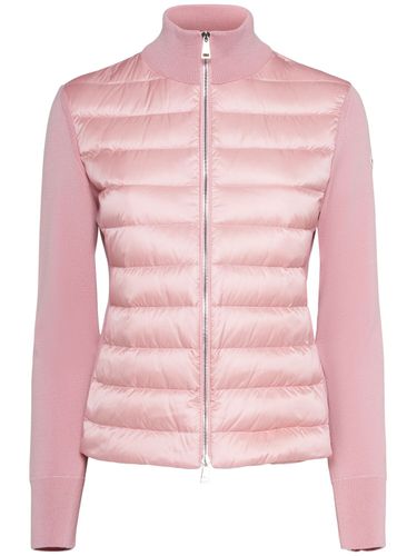 Padded Wool Blend Down Cardigan - MONCLER - Modalova