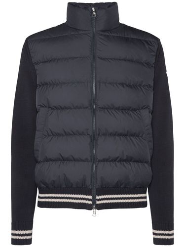 Padded Tech & Cotton Cardigan Jacket - MONCLER - Modalova