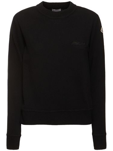 Beaded Logo Cashmere Blend Sweater - MONCLER - Modalova