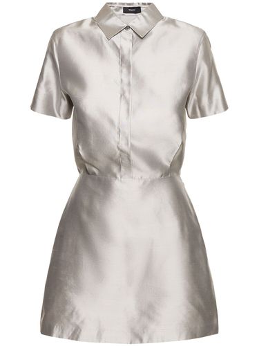 Short Sleeve Silk Satin Mini Dress - THEORY - Modalova