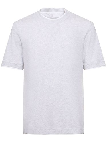 Layered Cotton Jersey Solid T-shirt - BRUNELLO CUCINELLI - Modalova