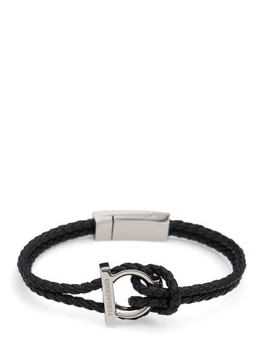 Cm Gancio Braided Leather Bracelet - FERRAGAMO - Modalova