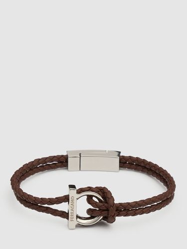 Cm Gancio Braided Leather Bracelet - FERRAGAMO - Modalova