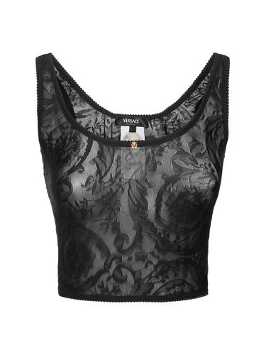 Baroque Jacquard Tulle Top - VERSACE - Modalova