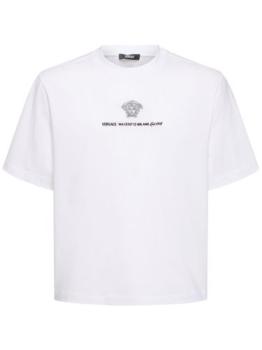 Compact Cotton Jersey T-shirt - VERSACE - Modalova